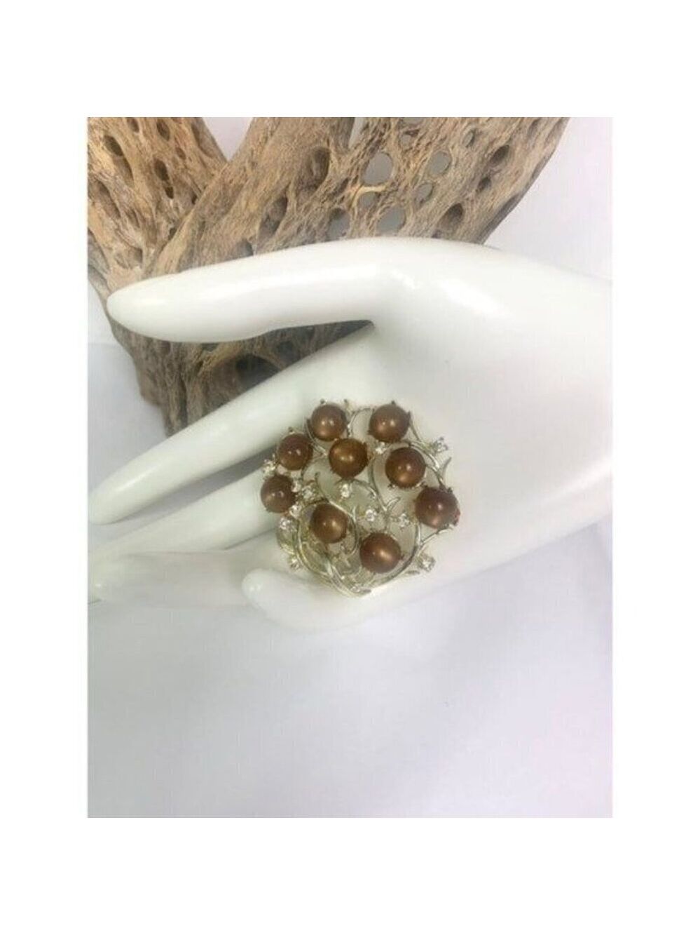 Vintage Coro Moon Glow Rhinestone Brooch